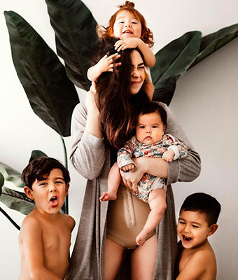 Moms can use postpartum body shapers or waist training corsets