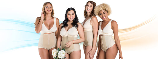 girdles for women, photo shows four women wearing bellefit girdles