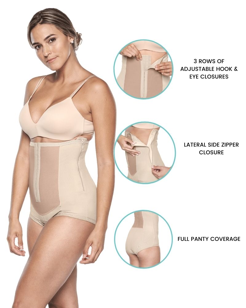 High Double Compression Garment Abdomen Control Hook And Eye Closure Tummy  Control Adjustable Bodysuit