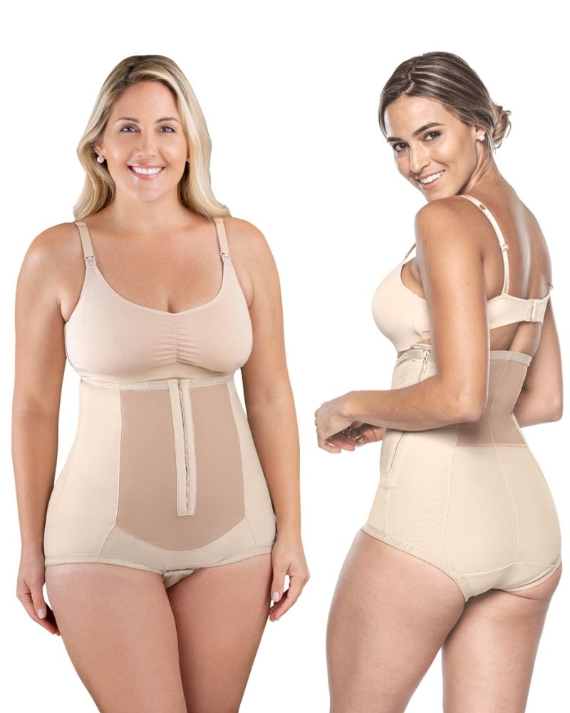MariaE Postpartum Girdle With Zipper - High Compression Body Shaper Short For After Surgery, Size S